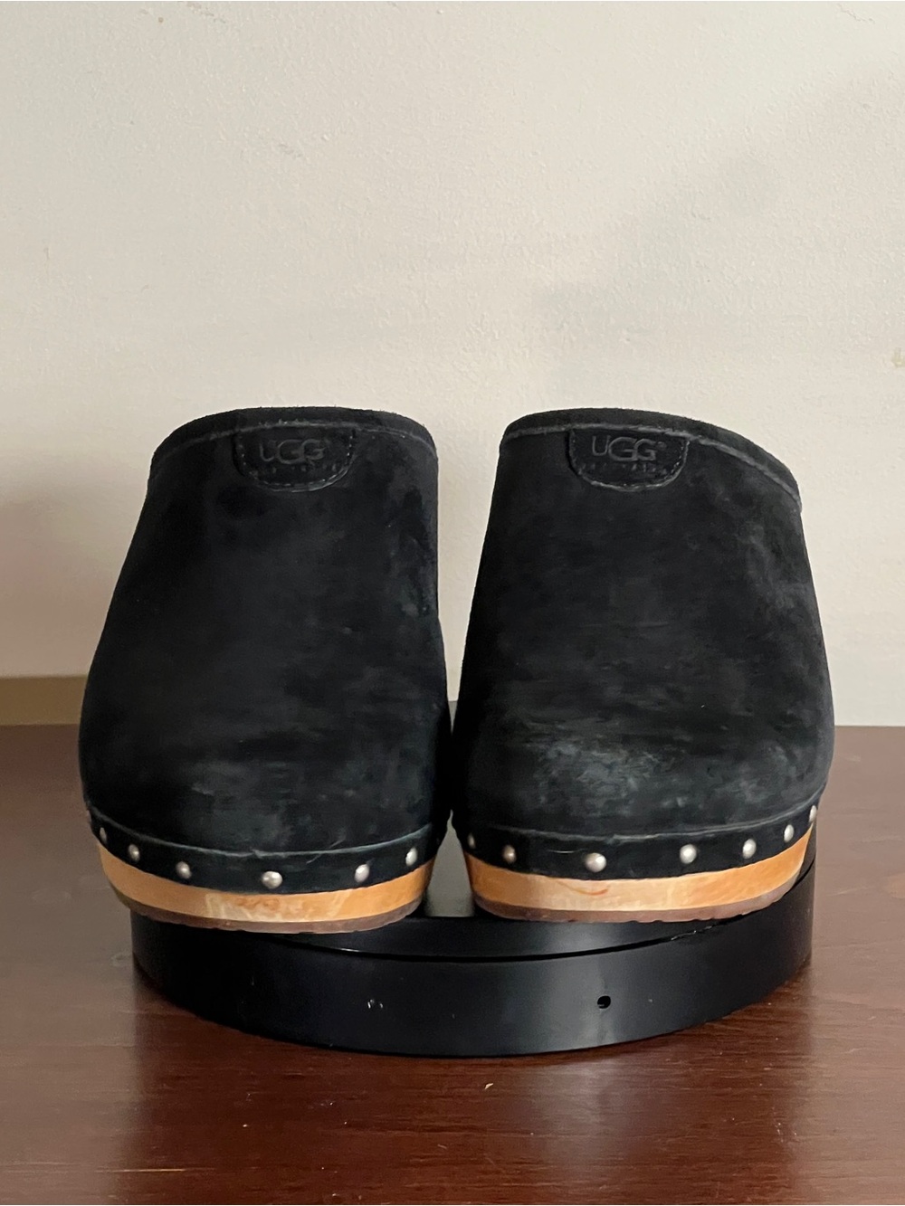 Ugg Abbie Clog - Wooden Sole, Leather Suede Upper, Shearling Lined - US 12 - Picture 8 of 14